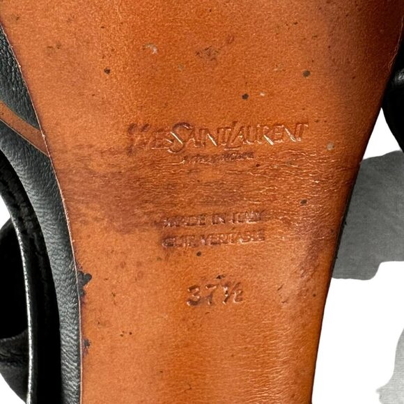 YSL Soft Black Leather Open Toe Platform Heels Size 37.5 Yves Saint Laurent - Picture 9 of 9